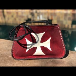 Red suede purse